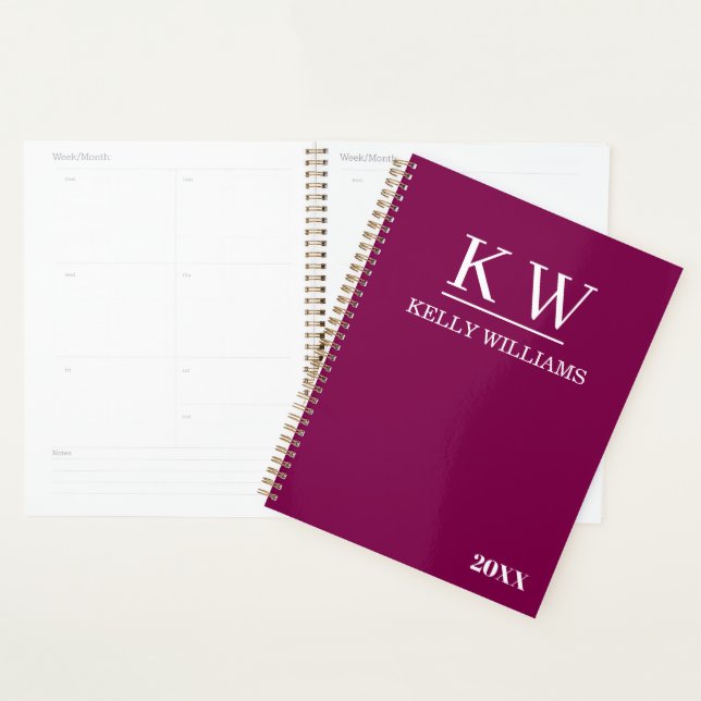 Personalized Name Modern Elegant Wine Coloiur Planner (Display)