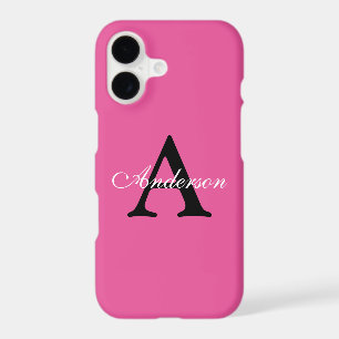Personalized Name Monogram Bright Pink Background