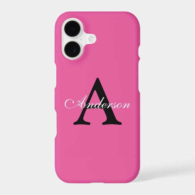 Personalized Name Monogram Bright Pink Background (Back)