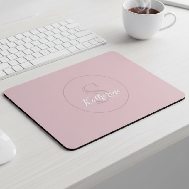 Personalized Name Monogram Dusty Rose Mouse Pad (Creator Uploaded)
