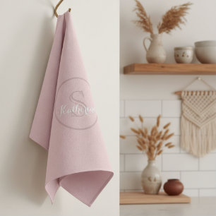 Personalized Name Monogram Dusty Rose Tea Towel