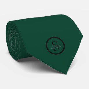 Personalized Name Monogram Emerald Green Black Tie