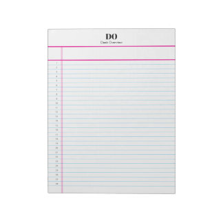 Personalized Name Monogram Numbered List Notepad