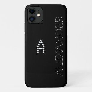 Personalized Name & Monogram Trendy Font On Black iPhone 11 Case
