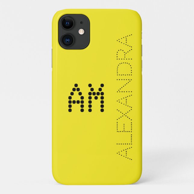 Personalized Name & Monogram Trendy Font On Yellow Case-Mate iPhone Case (Back)