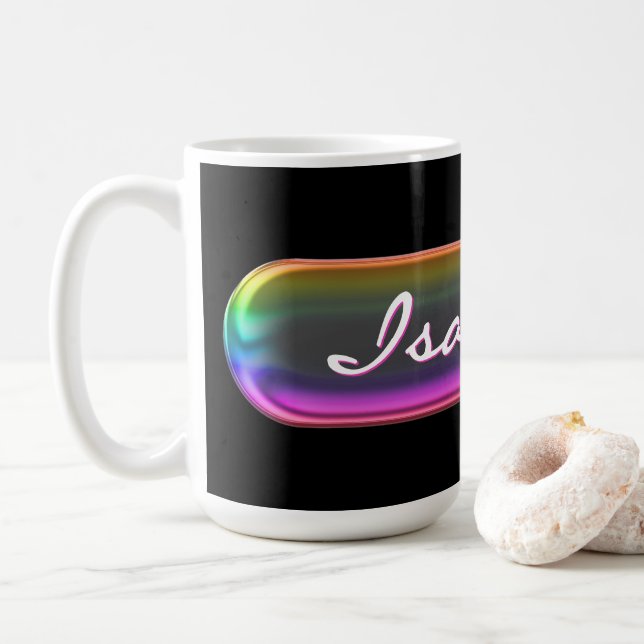 Personalized Name Mug | Iridescent Glass Effect  (With Donut)