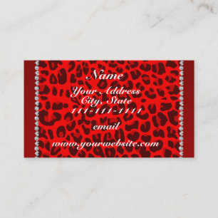 Personalized name neon red leopard pattern business card