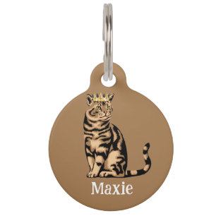 Personalized Name & No Phone Orange Tabby Cat Pet Tag