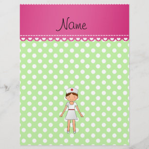 Personalized name nurse green polka dots flyer