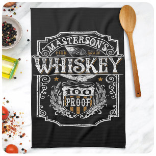 Personalized NAME Old West Whiskey Brewery Bar Tea Towel