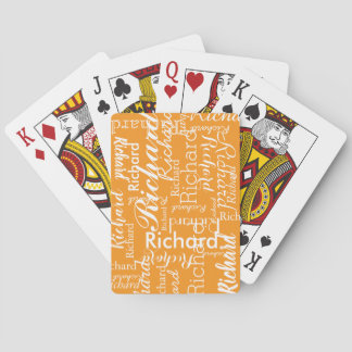 Personalized name orange color playing cards
