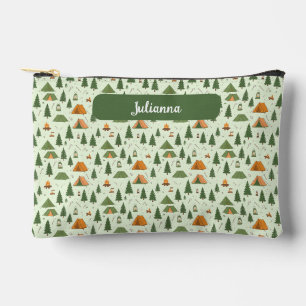Personalized Name Outdoor Adventure Tent Pattern  Accessory Pouch