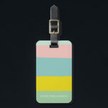 Personalized Name Pastel Stripes Bachelorette Trip Luggage Tag<br><div class="desc">This personalized luggage tag features soft pastel stripes in pink, teal, yellow, and green with a clean modern layout. The minimal design feels fresh and fun, perfect for bachelorette weekends, girls trips, and bridal party travel. Add your name on the front and contact details on the back for a stylish...</div>