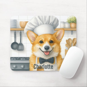 Personalized Name Pembroke Welsh Corgi Dog Chef Mouse Pad
