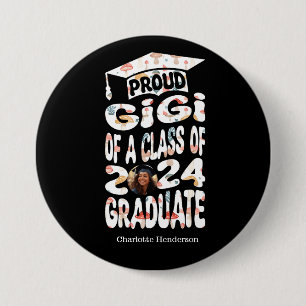 Personalized Name Photo Proud Gigi 2024 Graduate 7.5 Cm Round Badge