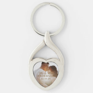 PERSONALIZED NAME & PHOTO SIMPLE STYLISH WEDDING KEY RING