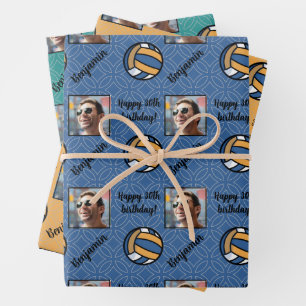 Personalized Name Photo Sport Volleyball Birthday Wrapping Paper Sheet