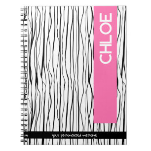 Personalized Name Pink & Black Modern  Notebook