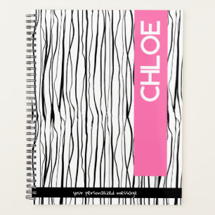 Personalized Name Pink & Black Modern  Planner