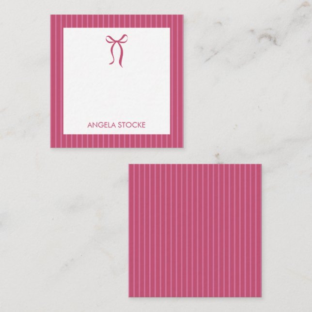 Personalized Name Pink Bow Card (Front/Back)
