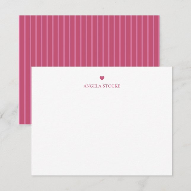 Personalized Name Pink Heart Card (Front/Back)