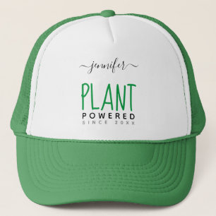 Personalized Name Plant Powered Vegan Vegetarian Trucker Hat