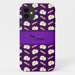 Personalized name purple bacon eggs iPhone 11 case