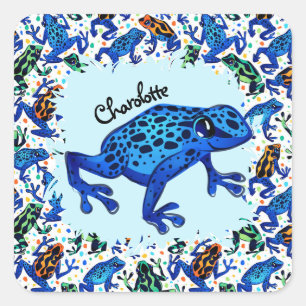 Personalized Name Rainforest Frogs Sticker