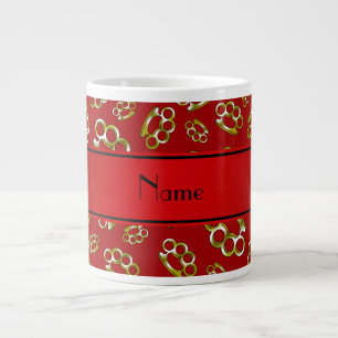 Personalized name red brass knuckles large coffee mug