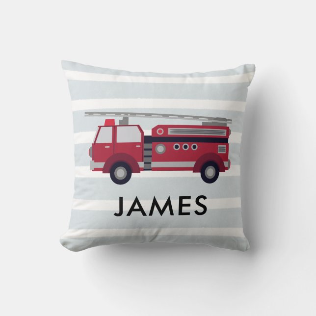 Personalized Name Red Fire truck Cushion (Front)