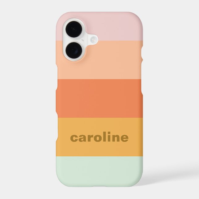 Personalized Name Retro Colorful Pastel Stripes (Back)