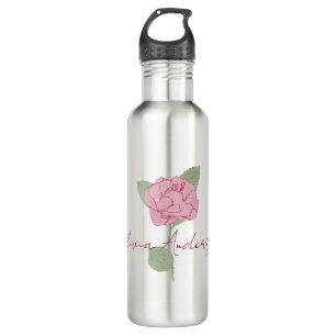 Personalized Name Rose Flower Watercolor Minimal  710 Ml Water Bottle
