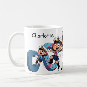 Personalized Name Sailor Cartoon Character * C * Coffee Mug