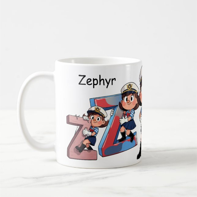 Personalized Name Sailor Cartoon Character * Z *  Coffee Mug (Left)