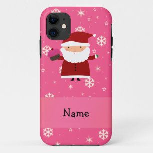 Personalized name santa cupcake pink snowflakes iPhone 11 case