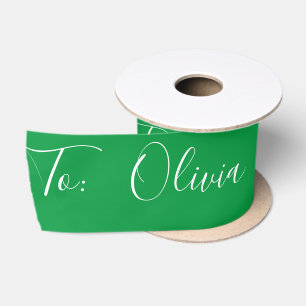 Personalized Name Santa Script Holiday Modern Satin Ribbon