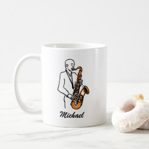 Personalized Name Saxophone Player – Music Lover Coffee Mug