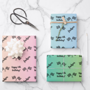 Personalized Name Sentiment Sport Formula 1 Racing Wrapping Paper Sheet