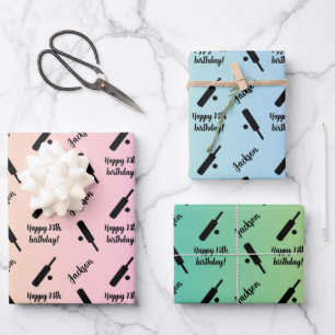 Personalized Name Sentiment Sport Theme Cricket Wrapping Paper Sheet