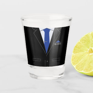 Personalized Name Shot Glass Business Black Suit