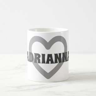 Personalized Name Simple Gray Heart Outline Coffee Mug