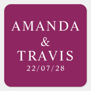 Personalized Name Simple Modern Minimal Wedding   Square Sticker