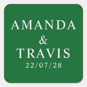 Personalized Name Simple Modern Minimal Wedding   Square Sticker