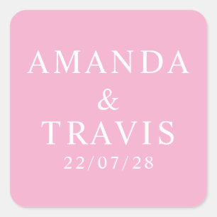 Personalized Name Simple Modern Minimal Wedding   Square Sticker