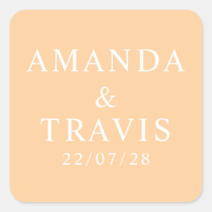 Personalized Name Simple Modern Minimal Wedding   Square Sticker