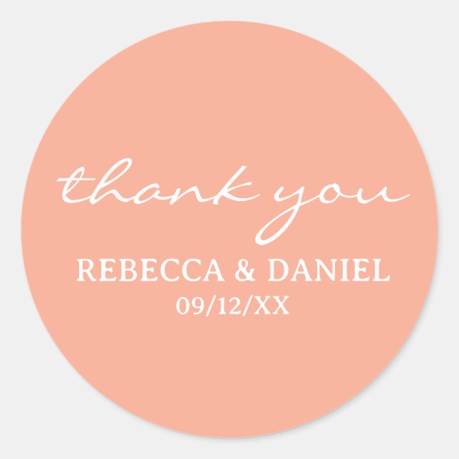 PERSONALIZED NAME SIMPLE STYLISH MODERN THANK YOU CLASSIC ROUND STICKER (Front)