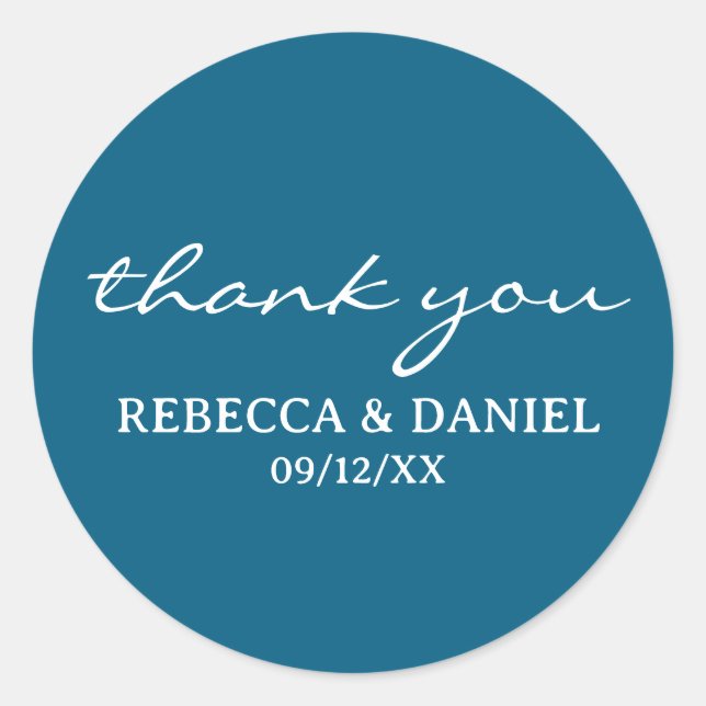 PERSONALIZED NAME SIMPLE STYLISH MODERN THANK YOU CLASSIC ROUND STICKER (Front)