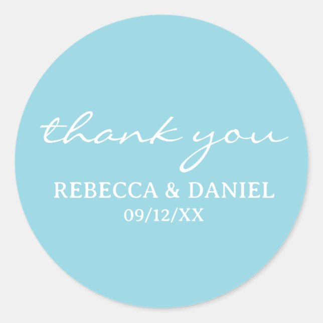 PERSONALIZED NAME SIMPLE STYLISH MODERN THANK YOU CLASSIC ROUND STICKER (Front)