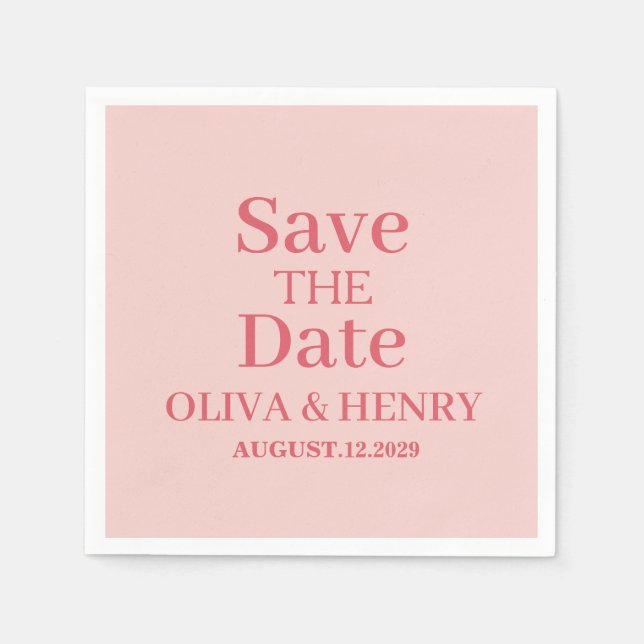 PERSONALIZED NAME SIMPLE STYLISH SAVE THE DATE NAPKIN (Front)