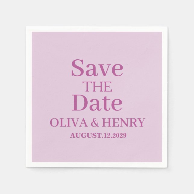 PERSONALIZED NAME SIMPLE STYLISH SAVE THE DATE NAPKIN (Front)